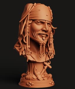 Caribbean Pirate Captain Bust | High-Detail Character Sculpture | Nautical Display 3d model