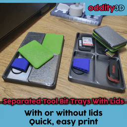 Separated Tool Bit Trays With Lids 3d model