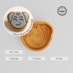 Smart Dog Shape Cutter & Stamp, Cookie & Fondant Tool Set, Animal Design, 3 Sizes, Instant Download STL PRODUCT_904 3d model