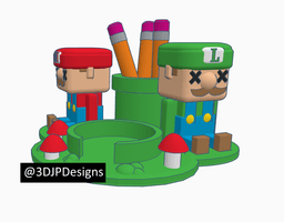 SUPER MARIO & LUIGI Desk Organizer BackToSchool 3d model