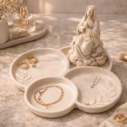 Virgin Mary Rosary Tray STL – Catholic Jewelry Organizer, Ring Dish & Prayer Corner Decor 3d model
