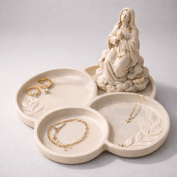 Virgin Mary Rosary Tray STL – Catholic Jewelry Organizer, Ring Dish & Prayer Corner Decor 3d model