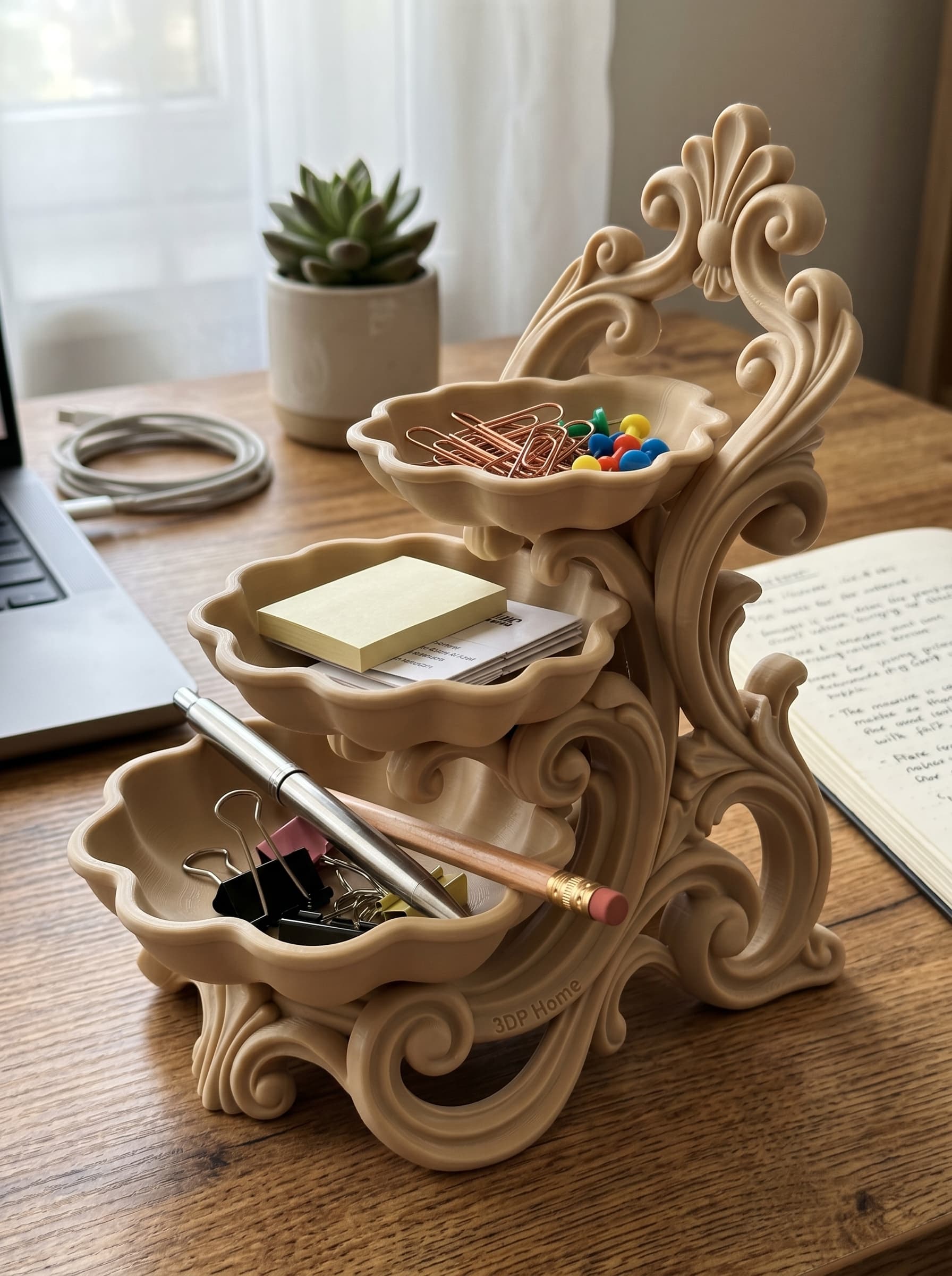 Baroque 3-Tier Desk Organizer & Accessory Tray 3d model