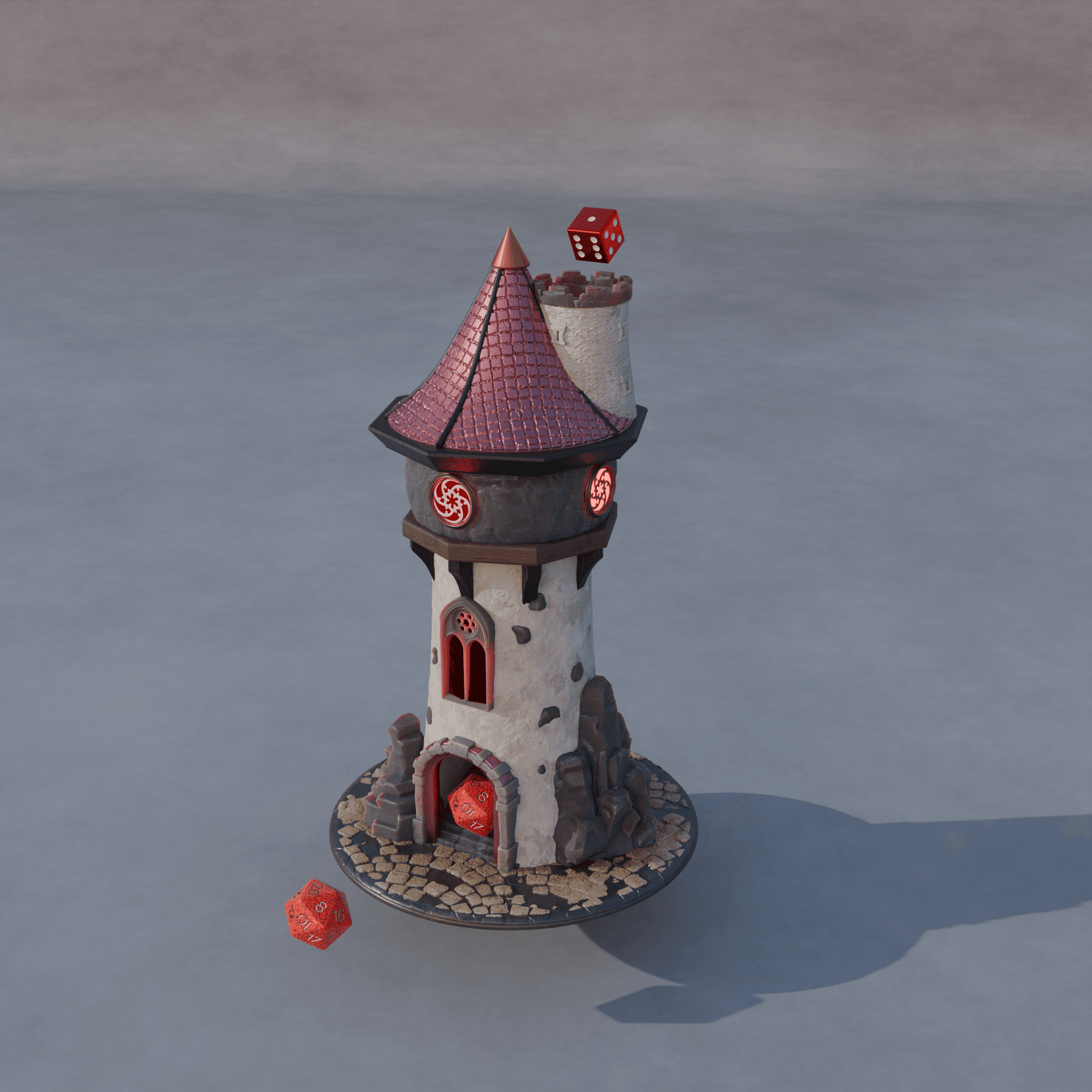 Tall medieval Dice Tower 3d model
