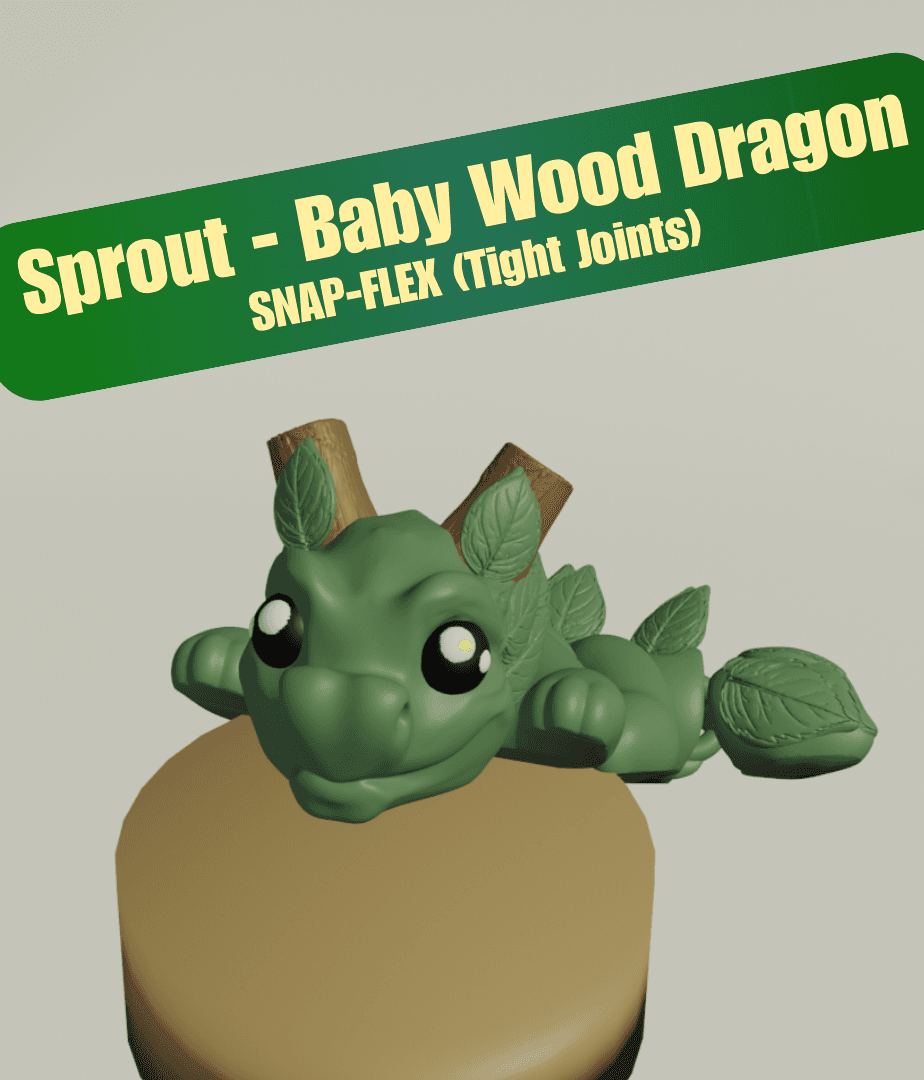 Sprout, Baby Wood Dragon - Articulated Dragon Snap-Flex Fidget (Tight Joints) 3d model