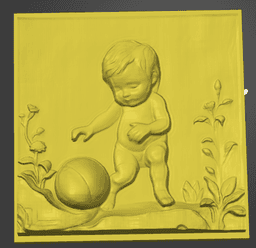 3D Printable Bas Relief Sculpture: Little Boy Playing in a Garden 3d model