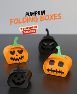 PUMPKIN FOLDING BOXES / CANDY BOX / HALLOWEEN CANDY BOX / FOLDABLE CANDY BOX / TRICK OR TREAT 3d model