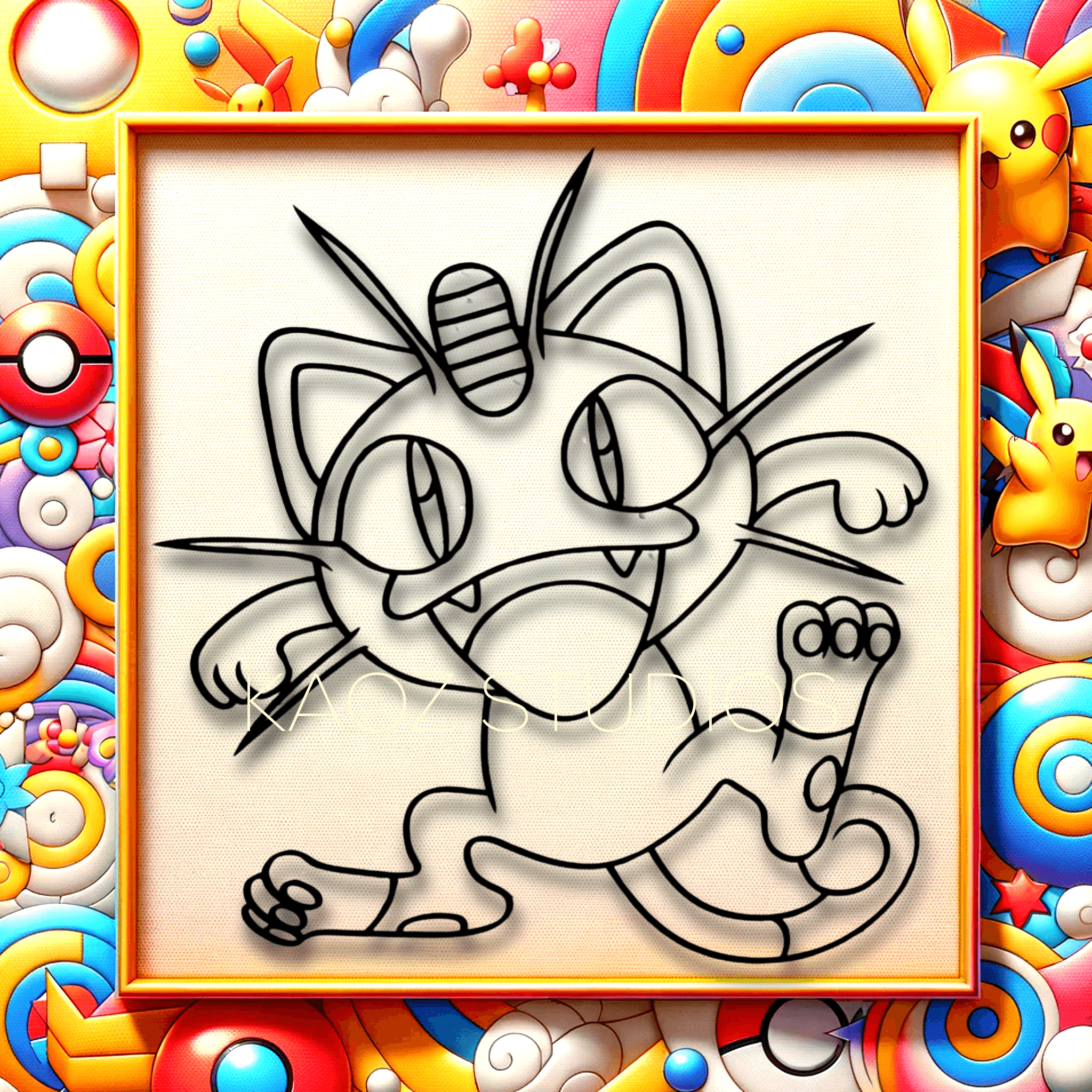 MEOWTH wall art pokemon wall decor 2d art game room decoration 3d model