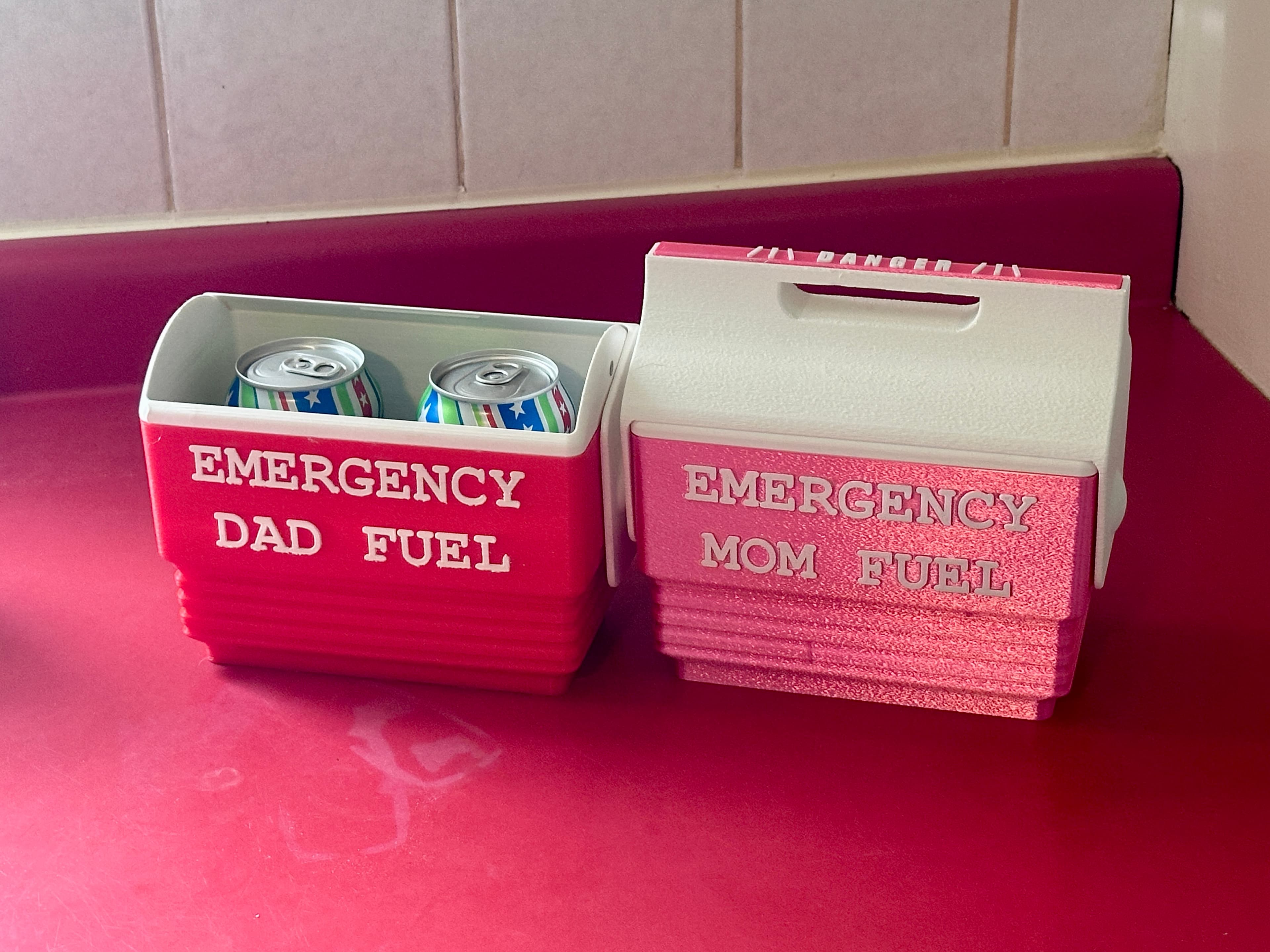Scaled it up to fit 2 cans, and added some text