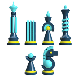3D Printable Postmodern Chess Set – Geometric Minimalist Pieces 3d model