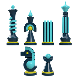 3D Printable Postmodern Chess Set – Geometric Minimalist Pieces 3d model