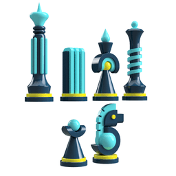 3D Printable Postmodern Chess Set – Geometric Minimalist Pieces 3d model