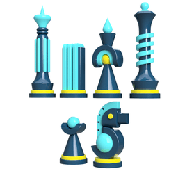3D Printable Postmodern Chess Set – Geometric Minimalist Pieces 3d model