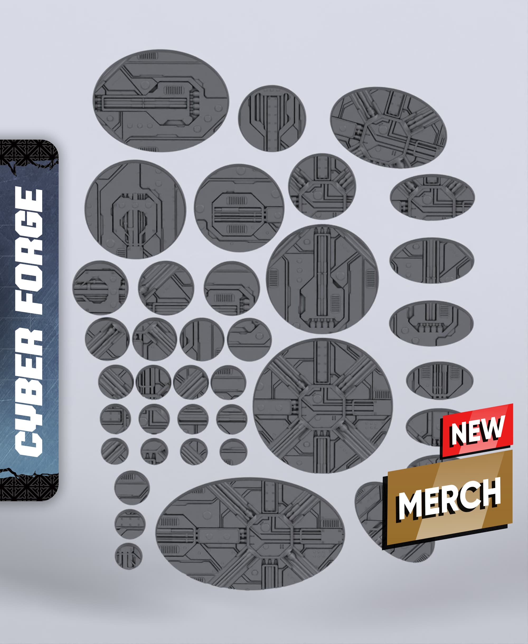 HC2 Bases - With Free Cyberpunk Warhammer - 40k Sci-Fi Gift Ideas for RPG and Wargamers 3d model