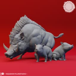 Giant Boar Bundle - Tabletop Miniatures (Pre-Supported) 3d model