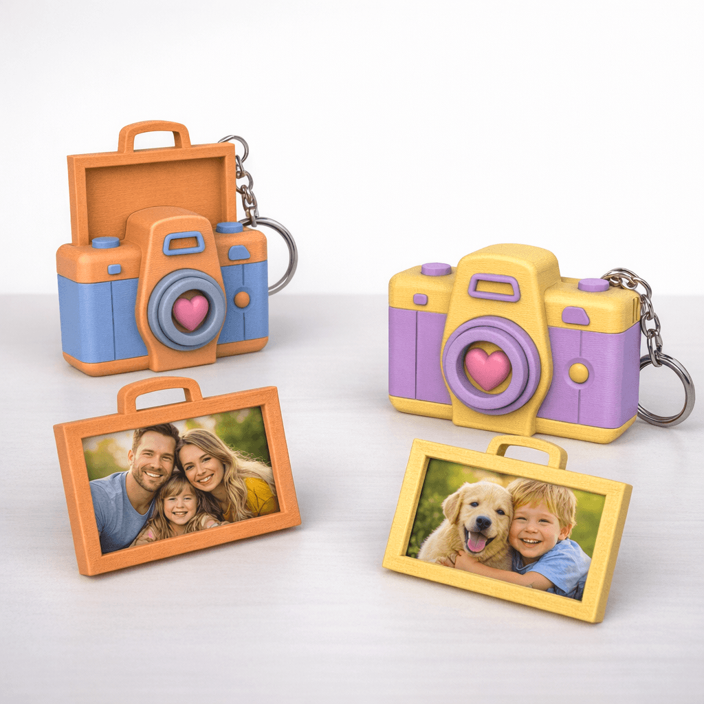 Camera Photo Frame Keychain | Custom Picture Keyring | Instax Mini Fidget Cam 3d model
