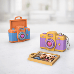 Camera Photo Frame Keychain | Custom Picture Keyring | Instax Mini Fidget Cam 3d model