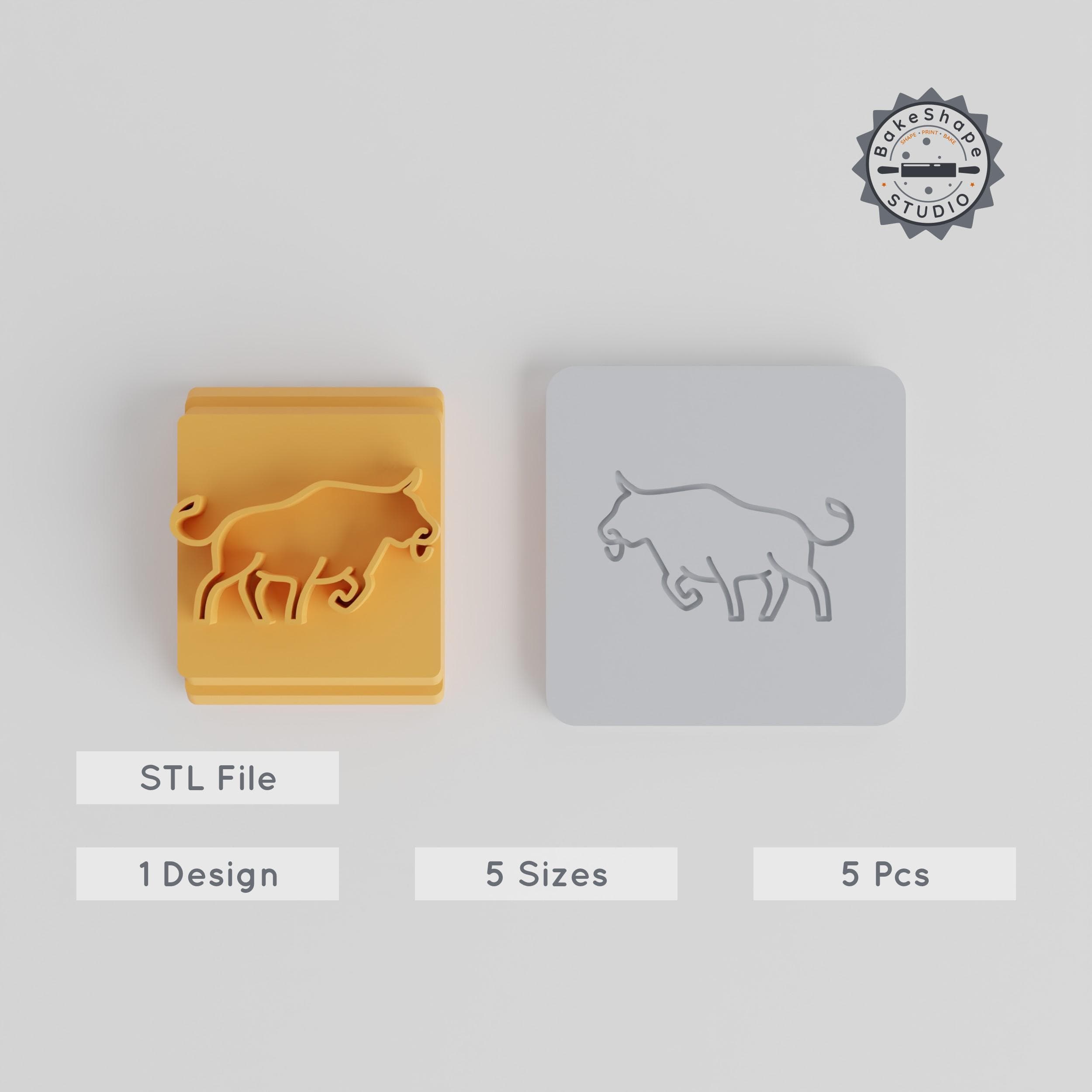 Bull Stamp Tile Set, 5 Sizes, Perfect for Clay, Cookies & Fondant, Animal Motif for Creative Crafting PRODUCT_3681 3d model