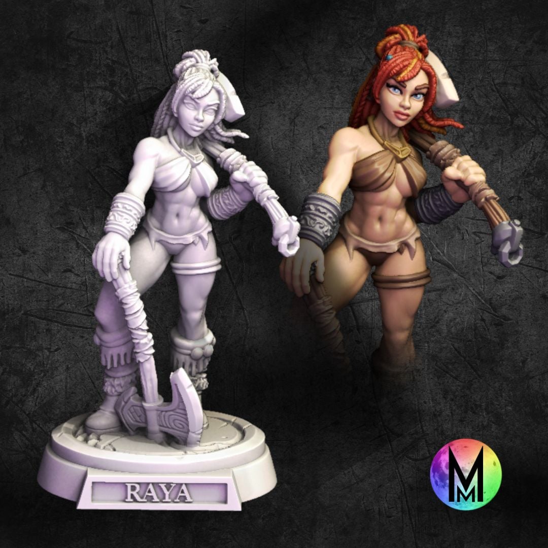 Female Barbarian - Raya the Barbarian ( Female Human Barbarian with axes ) 3d model