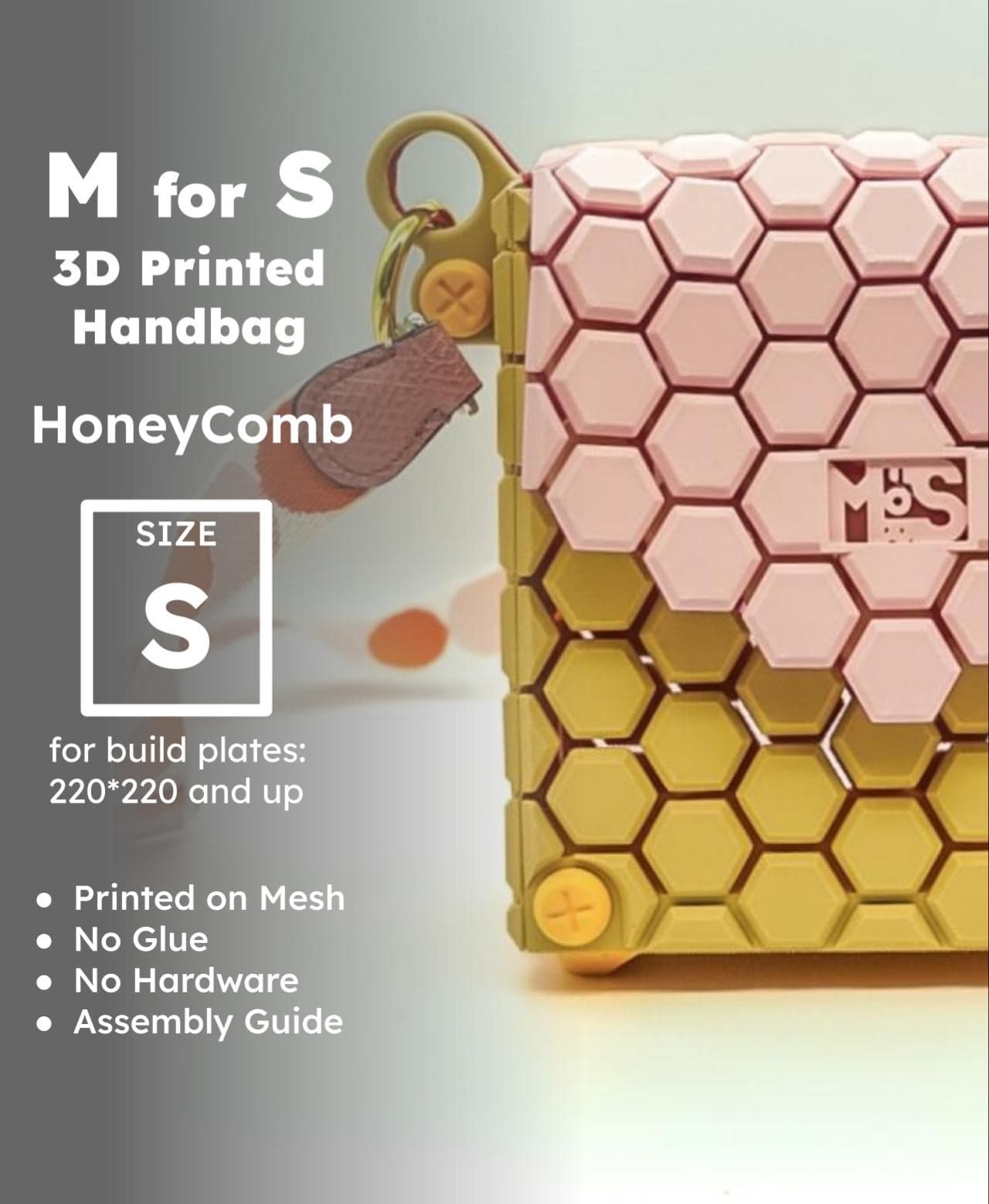 'M for S' Handbag - Size S - Honeycomb 3d model