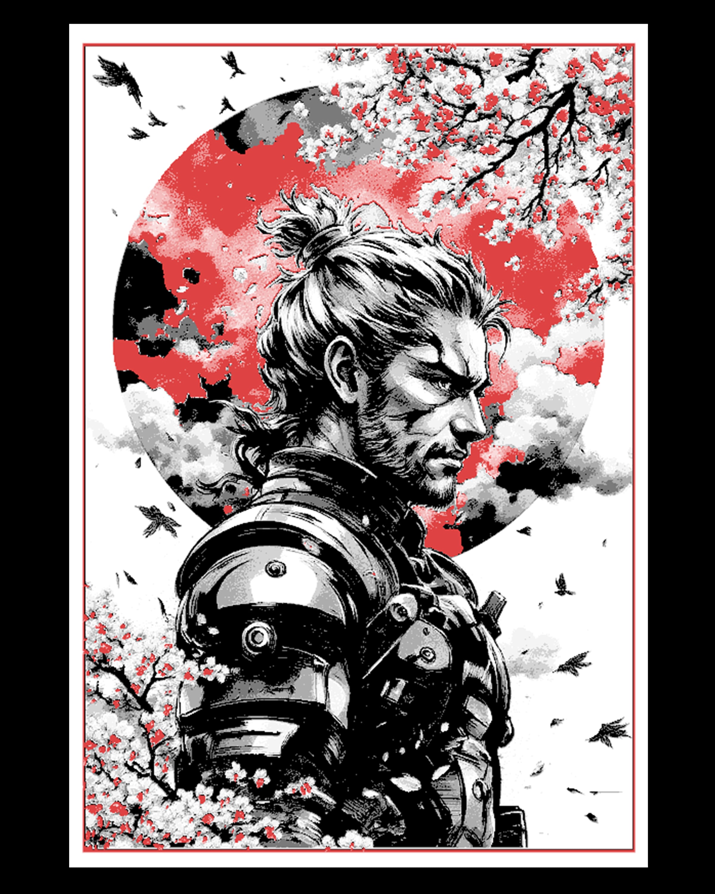 The warrior in armor amongst the cherry blossoms - hueforge art 3d model