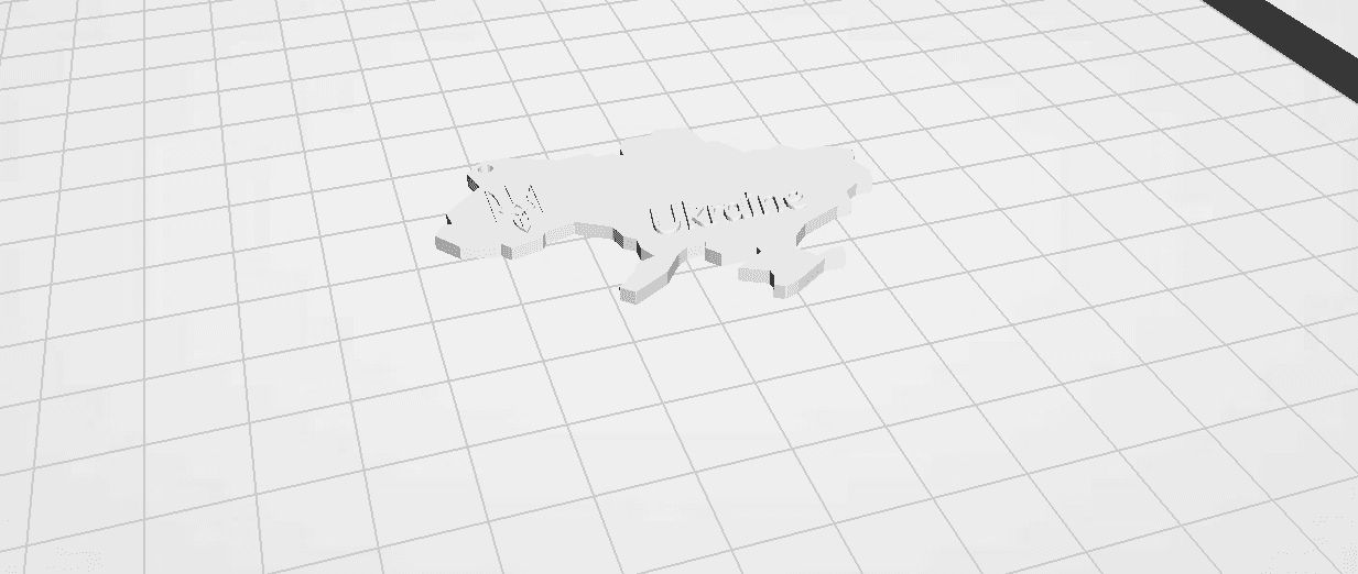 Ukraine map (trident & words) keychain 3d model