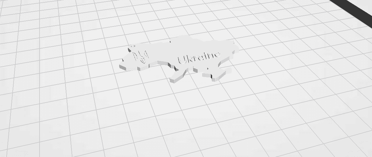 Ukraine map (trident & words) keychain 3d model