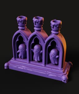 Ghost Candelabra STL | Halloween Decor 3D Print | Candle 3d model