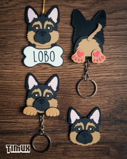 GERMAN SHEPHERD KEYCHAIN SET 3d model