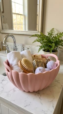 Scalloped Coquette Shell Basin - Aesthetic Ribbed Organizer & Bath Caddy 3d model