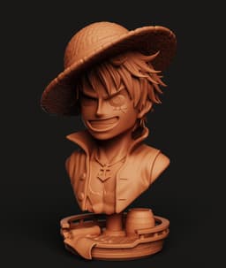 Luffy Bust STL | One Piece 3D Print | Pirate King Desk Decor 3d model