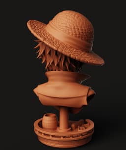 Luffy Bust STL | One Piece 3D Print | Pirate King Desk Decor 3d model