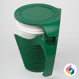 paper cup holder with handle - tall size 3d model