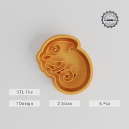 Chameleon Cookie Cutter & Stamp, Exotic Pet Reptile, Cute Animal Design, Set of 6, S/M/L Sizes, Perfect for Cookies & Fondant PRODUCT_5545 3d model