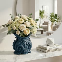 Baroque Scroll Vase | Ornate 3D Printed Floral Vessel for Modern Interiors 3d model