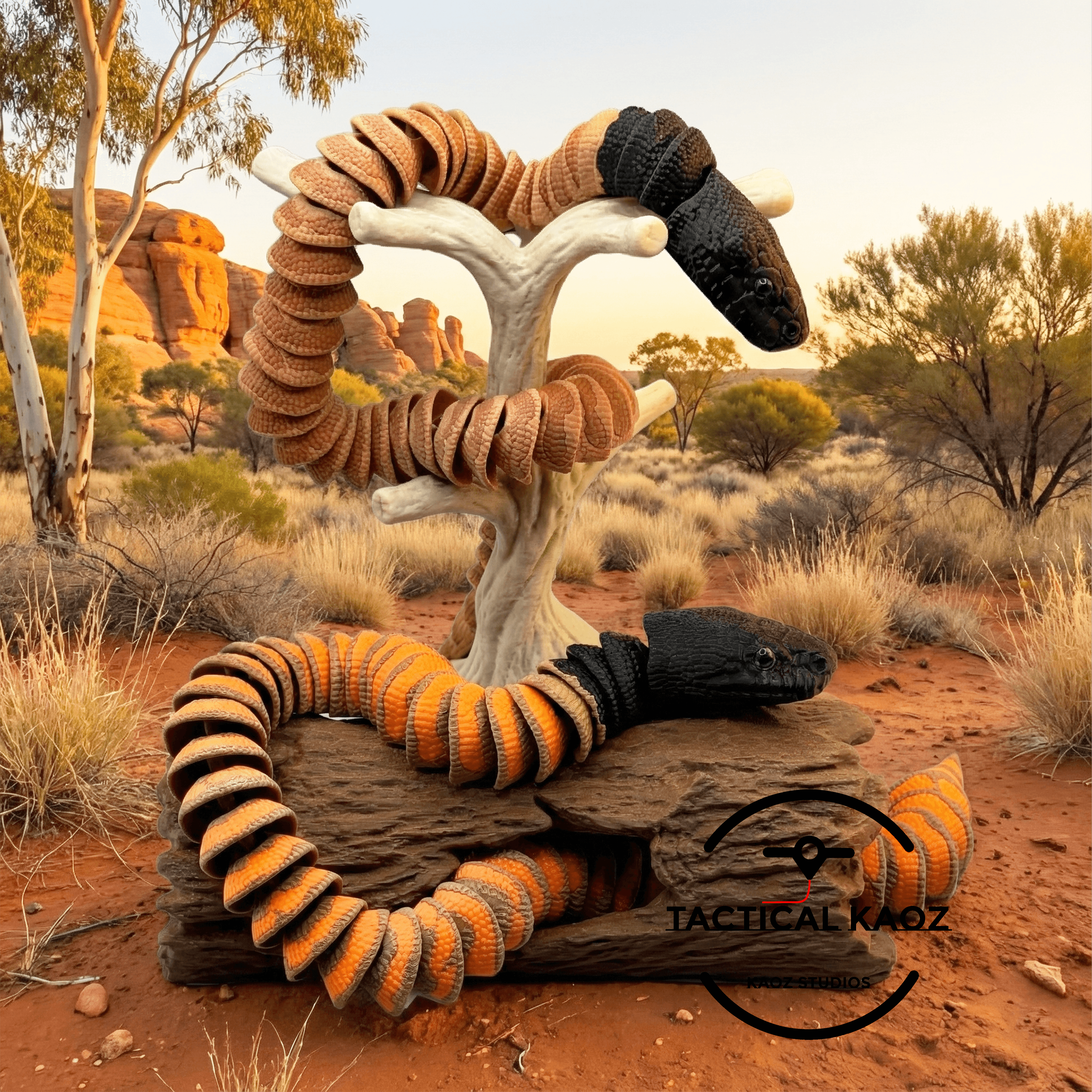 Articulated Black-Headed Python Snake | Pre-Painted + Optional 6mm Glass Eye Version 3d model