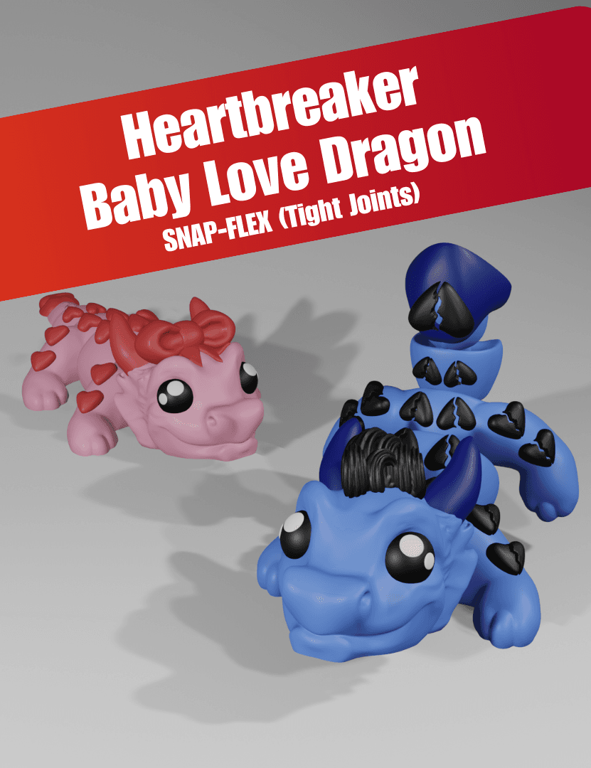Heartbreaker, Baby Love Dragon - Articulated Dragon Snap-Flex Fidget (Tight Joints) 3d model