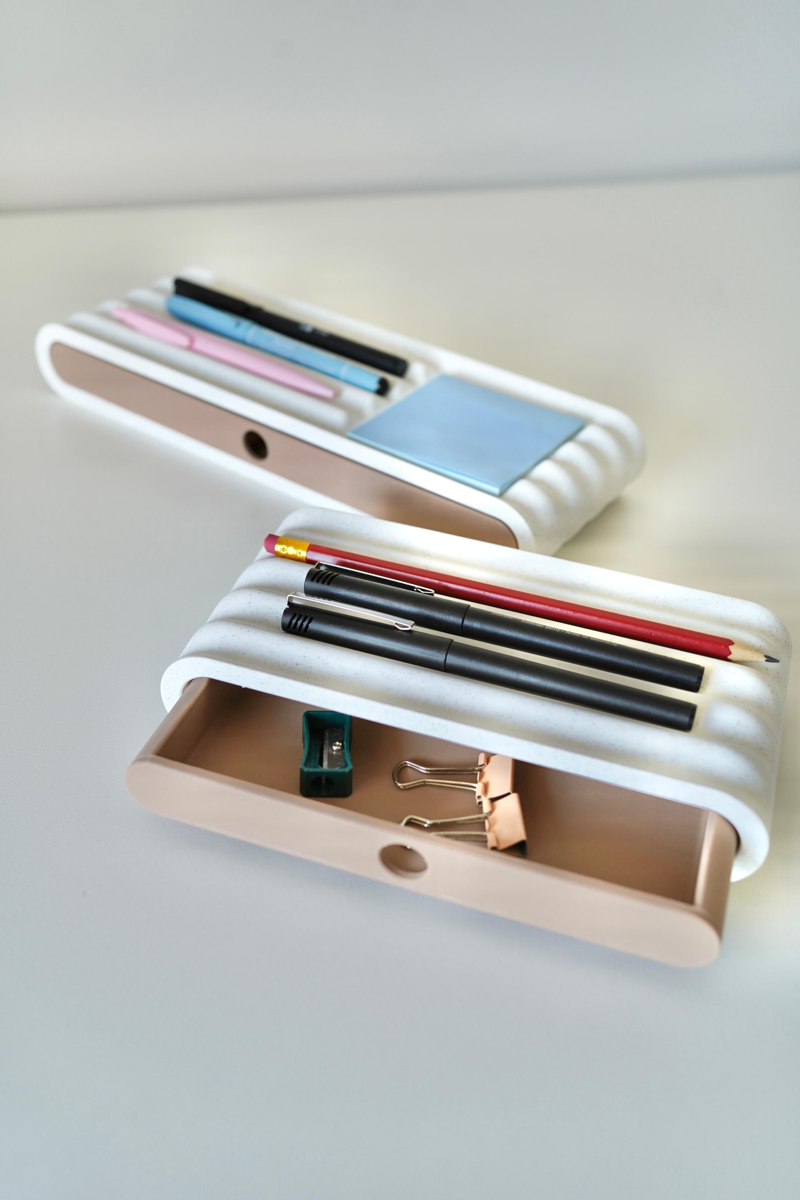 RIBBLEAS organizer - pen holder with drawer 3d model