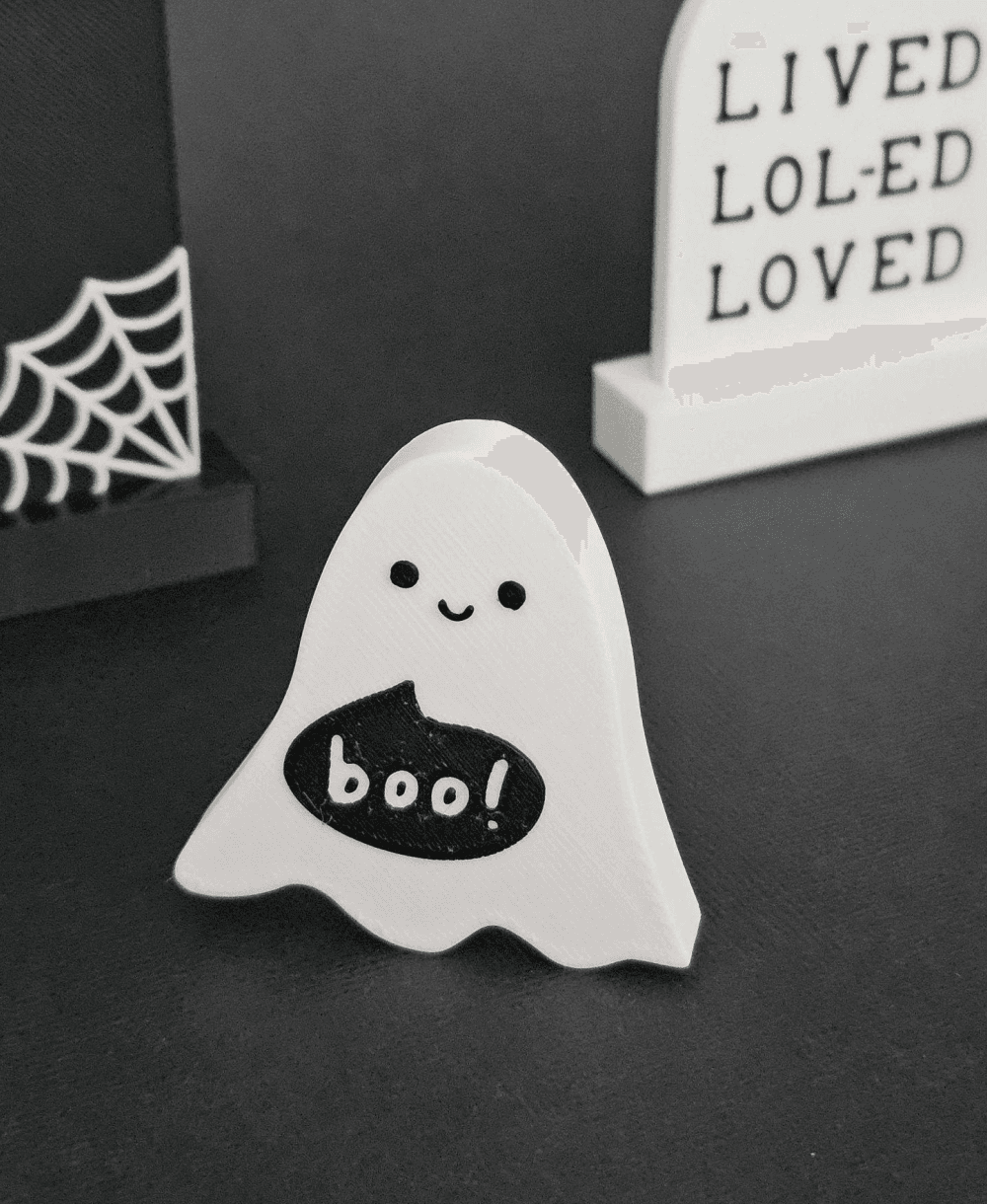 "Boo!" Kawaii Smiling Ghost Halloween Decor | Spooky Cute Table Decor 3d model