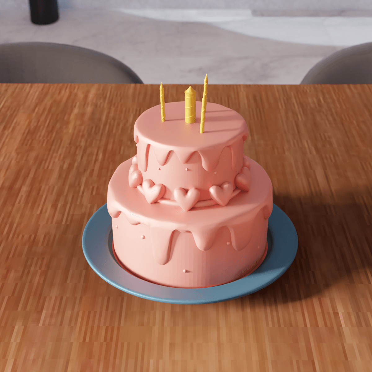Heart Cake - Birthday Cake 3d model