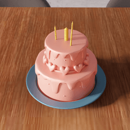 Heart Cake - Birthday Cake 3d model