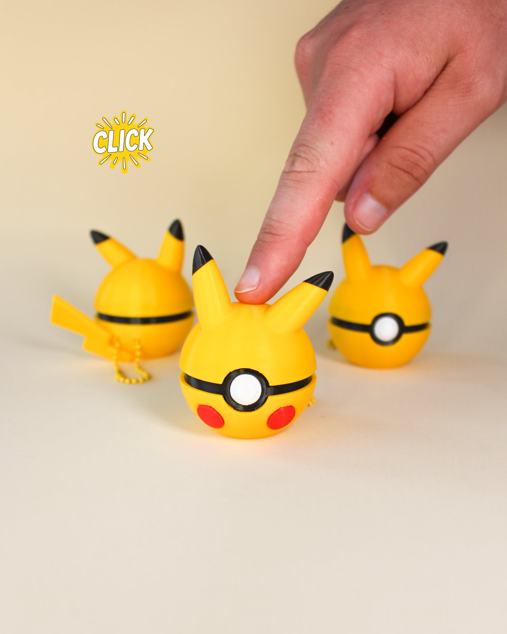 Pikachu Ball Fidget Clicker Keychain 3d model