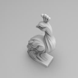 Mystical Peacock Statue Minimalist 3d model