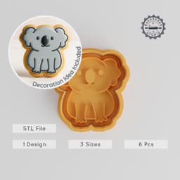 Koala Cookie Cutter & Stamp Set, Cute Animal Design, 6 Piece Collection, Perfect for Fondant & Cookies, Size Options S/M/L PRODUCT_2145 3d model
