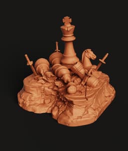 Ruined Chess Set STL | Battle Diorama 3D Print | Strategy Art 3d model
