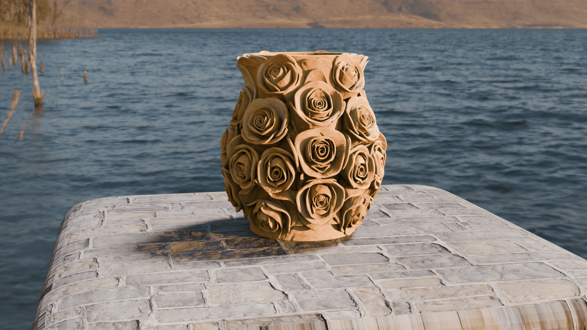 Free Rosetta Petal Flower Vase 3d model