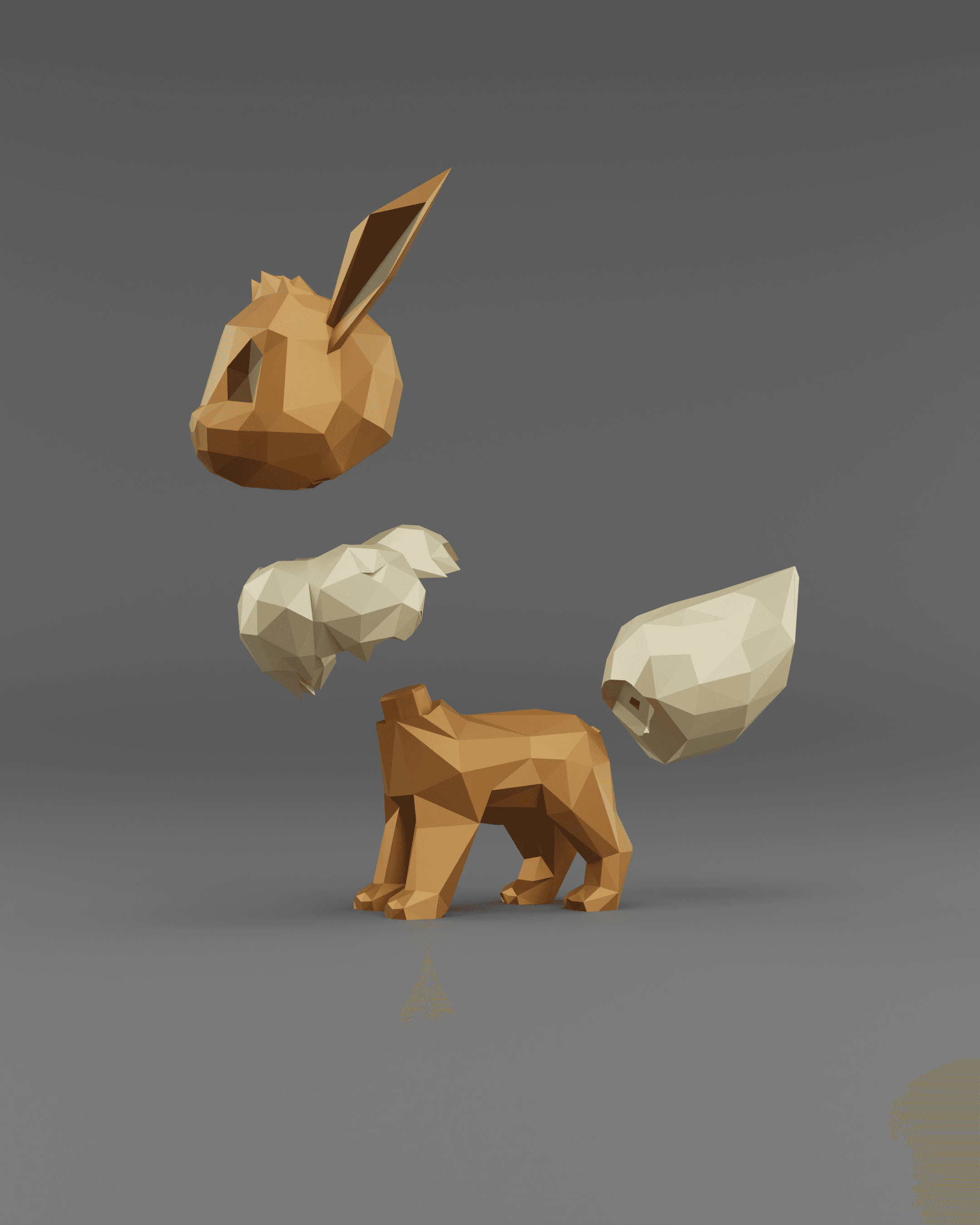 Low Poly Eevee - Fan Art (Bambu Project and Multi-Part Included) 3d model