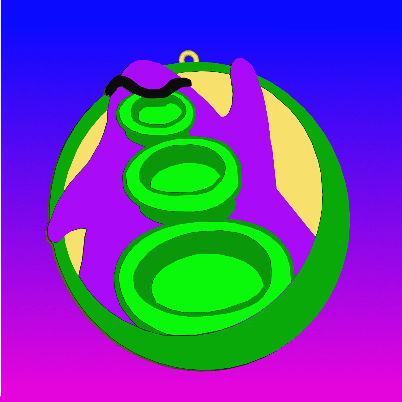 Day Of The Tentacle, evil purlple tentacle, Maniac Mansion keychain, dogtag, earring 3d model