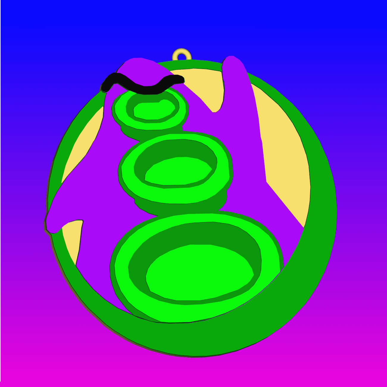 Day Of The Tentacle, evil purlple tentacle, Maniac Mansion keychain, dogtag, earring 3d model