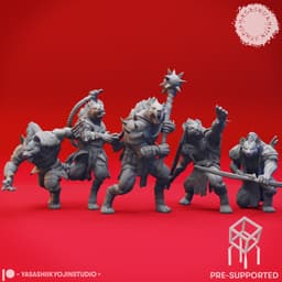 Gnoll Warband - Tabletop Miniatures (Pre-Supported STL) 3d model